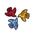 Cute drawing image of flying birds. Color image of birdies. Bird icon