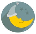 Cute moon with sleepyhead sleeps well