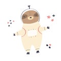 Cute dreaming astronaut sloth in a spacesuit