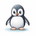 Cute Penguin 2d Illustration On White Background