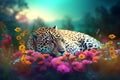 Cute dreamy colors cheetah. Generate ai