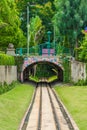 Cute dreamy railway tunnel path under the bridge