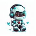 Dreamy Teal & Silver Robot with Headphones