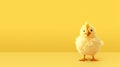 Cute And Dreamy Yellow Chicken On Minimalist Background