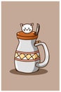 Cute drink bottle with cute cat cartoon illustration