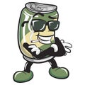 cute drink can vintage character mascot calm wearing cool glasses and smoking cigarette