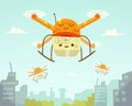 Cute drone and package. Drone delivery