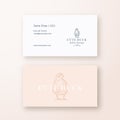 Cute Duck Abstract Feminine Vector Sign or Logo and Business Card Template. Premium Stationary Realistic Mock Up. Modern Royalty Free Stock Photo