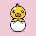 Cute duck animal cartoon characters just hatch from their eggs Royalty Free Stock Photo