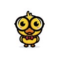 cute duck animal character who is smart with glasses