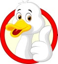 Cute duck cartoon giving thumb up Royalty Free Stock Photo