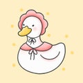 Cute duck cartoon hand drawn style