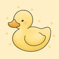 Cute duck cartoon hand drawn style Royalty Free Stock Photo