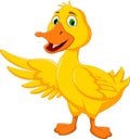 Cute duck cartoon posing Royalty Free Stock Photo