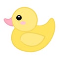 Cute duck cartoon vector illustration. Little yellow Rubber duck icon. Royalty Free Stock Photo