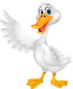 Cute duck cartoon waving Royalty Free Stock Photo