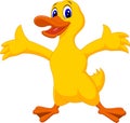 Cute duck cartoon waving Royalty Free Stock Photo