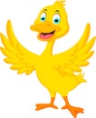 Cute duck cartoon waving Royalty Free Stock Photo