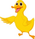 Cute duck cartoon waving Royalty Free Stock Photo