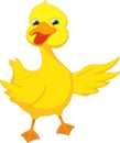 Cute duck cartoon waving Royalty Free Stock Photo