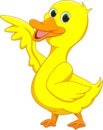 Cute duck cartoon waving Royalty Free Stock Photo