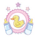 Cute duck cartoons with baby bottles