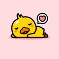 cute duck lazing love sleep relax
