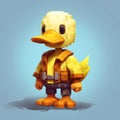 Cute Duck Pixel Art: Detailed Voxel Illustration By Afarin Sajedi