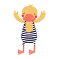 Cute duck in a swimsuit cartoon character illustration. Royalty Free Stock Photo