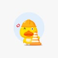 Cute duck working in construction Royalty Free Stock Photo