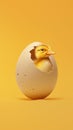 Duckling Hatching Out of Egg on Yellow Background Royalty Free Stock Photo