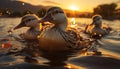 Cute duckling swimming in pond, enjoying nature beauty generated by AI Royalty Free Stock Photo