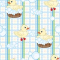 Cute ducks seamless background