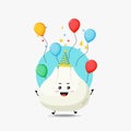 Cute dumpling character celebrating birthday