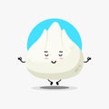 Cute dumpling character meditating in yoga pose