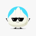 Cute dumpling character wearing pixel glasses