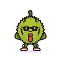 Cute durian exotic fruit mascot design illustration