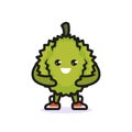 Cute durian exotic fruit mascot design illustration