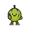 Cute durian exotic fruit mascot design illustration