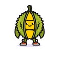 Cute durian exotic fruit mascot design illustration