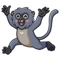 Cute dusky leaf monkey cartoon running