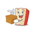 Cute dutch cheese cartoon character having a box