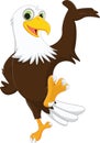 Cute eagle cartoon waving hand Royalty Free Stock Photo