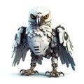 Cute eagle robot, robotic bird isolated over white background. Created with generative Ai