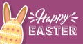 Cute ears rabbit and egg happy easter decoration banner horizontal