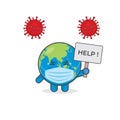 Cute Earth Characters Attacked By Viruses