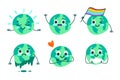 Cute Earth illustration Set. Hand drawn vector with different funny earth actions.