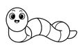 Cute Earthworm Coloring Page Cartoon Vector Illustration