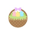 Cute easter basket round vector illustration icon Royalty Free Stock Photo