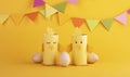 Cute Easter birds made of paper, creative handmade. background for Easter